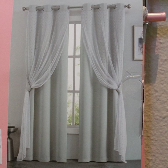 Juicy Couture Thermal Room Darkening Window Panels with Sheer Shimmer Overlay - Picture 2 of 7